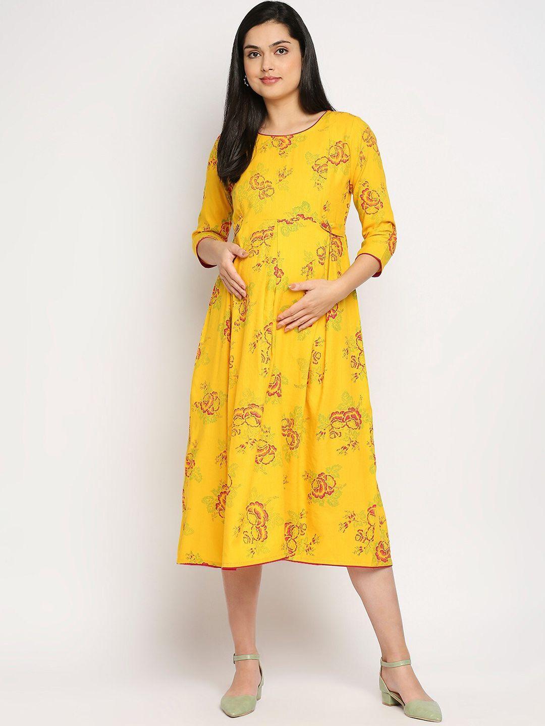 true shape floral printed maternity ethnic dress