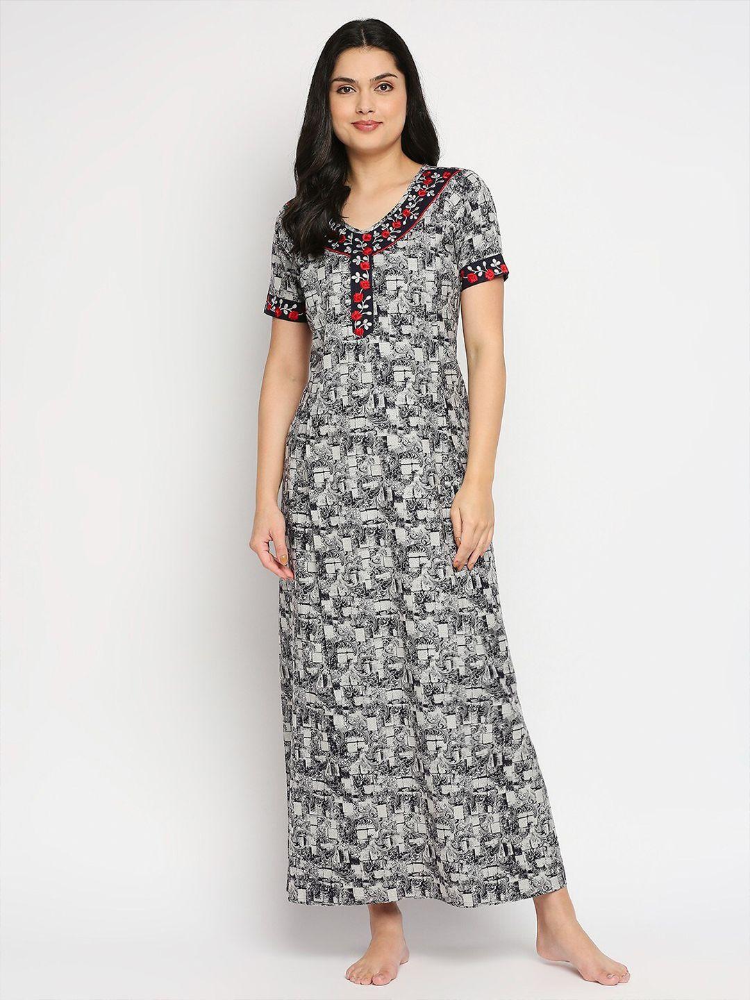 true shape floral printed maxi maternity nightdress