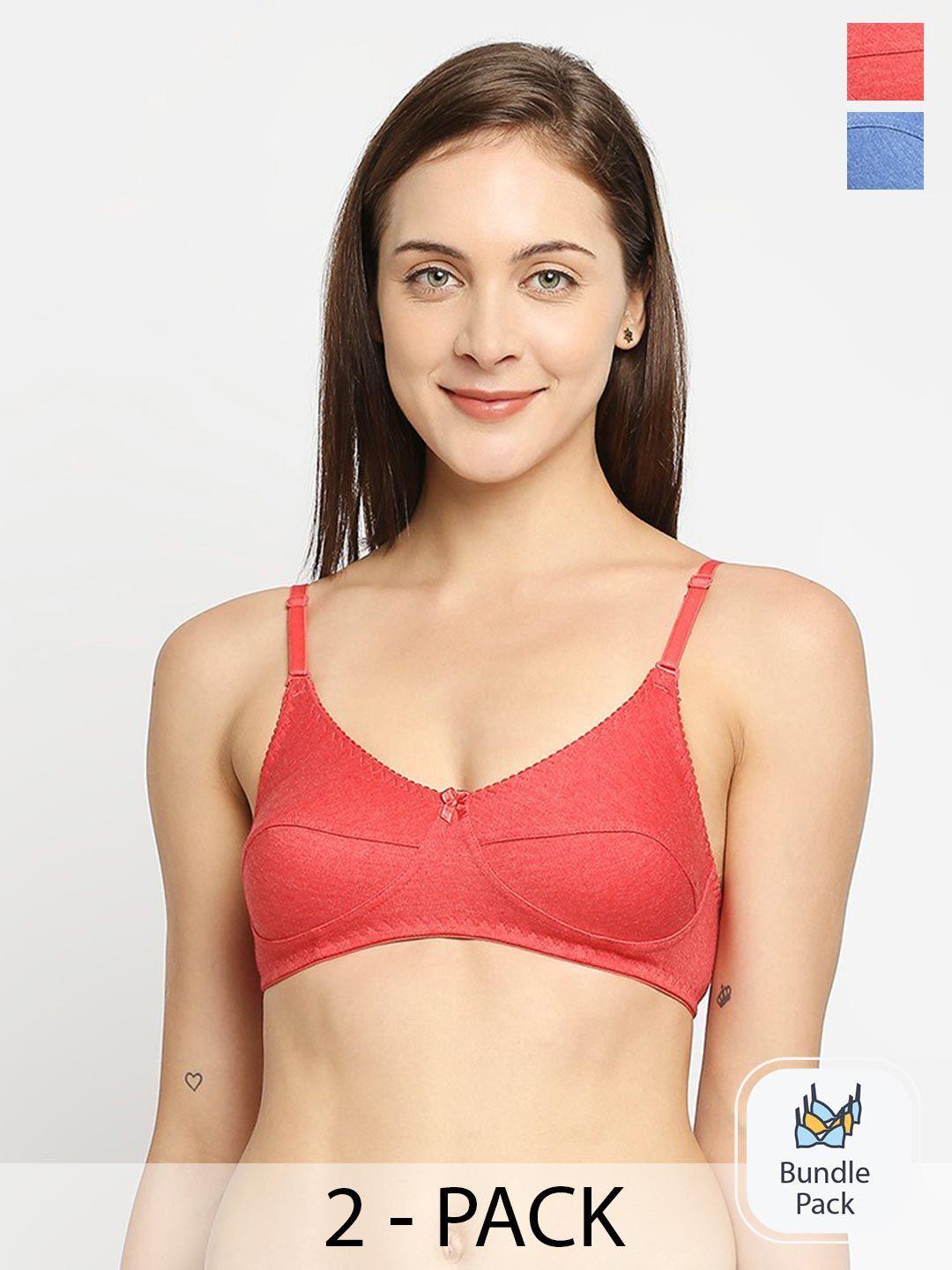 true shape pack of 2 red & blue bra full coverage