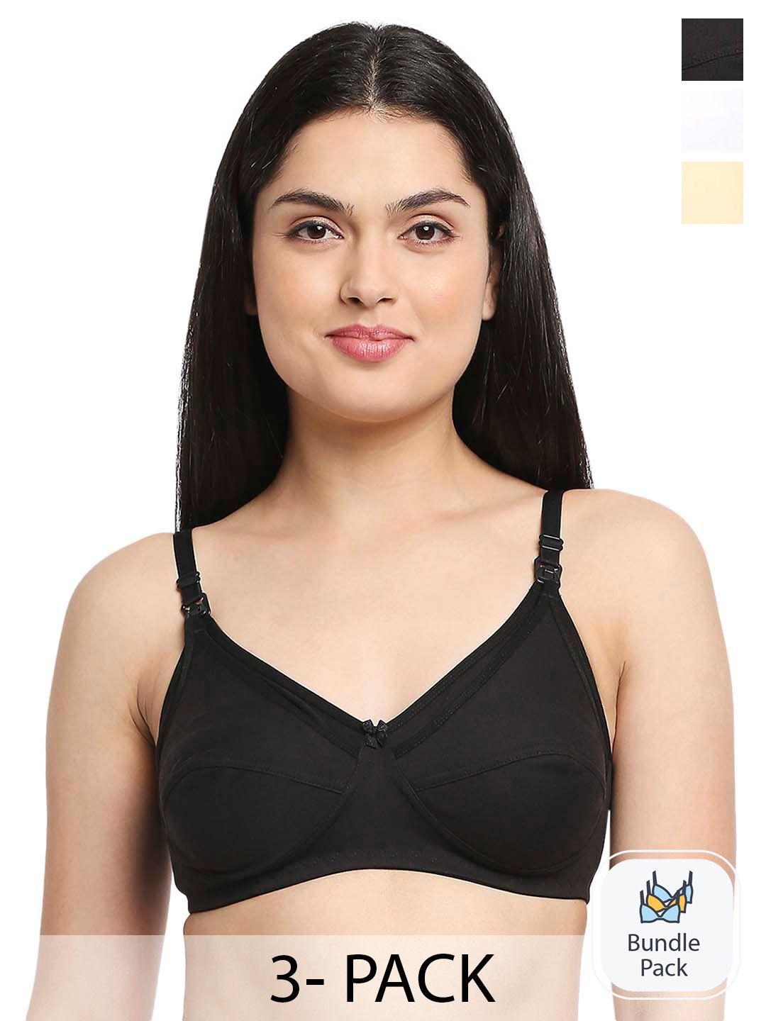 true shape pack of 3 non-wired non-padded seamless maternity bra with anti microbial