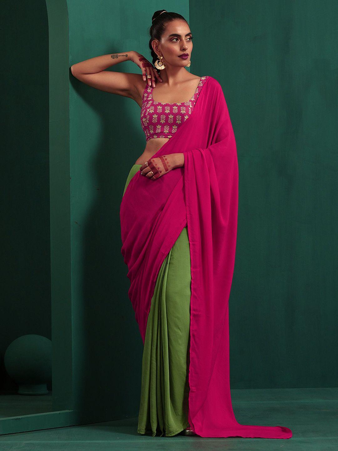 truebrowns ethnic motifs printed saree blouse
