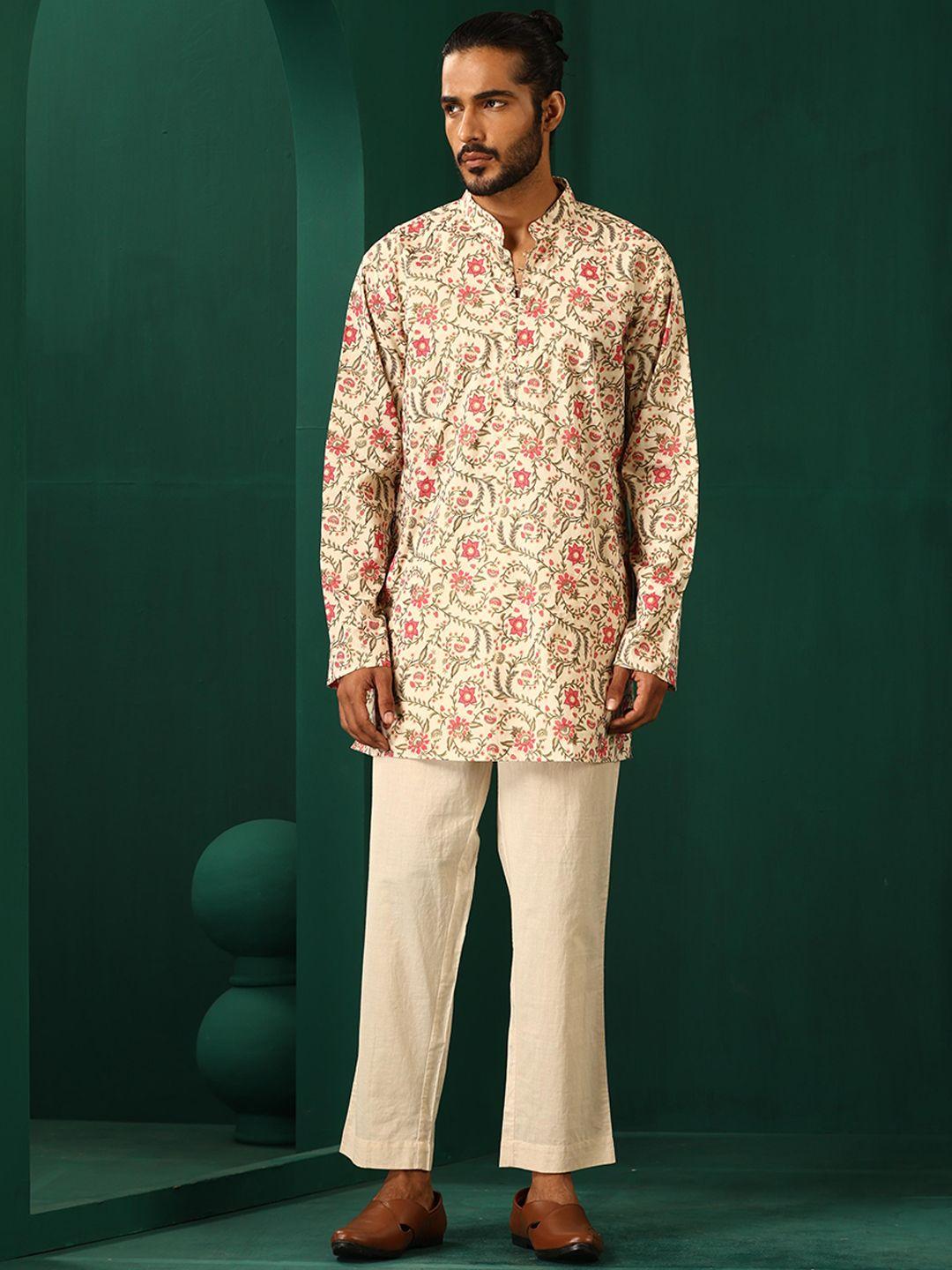 truebrowns floral printed pure cotton kurta with trousers