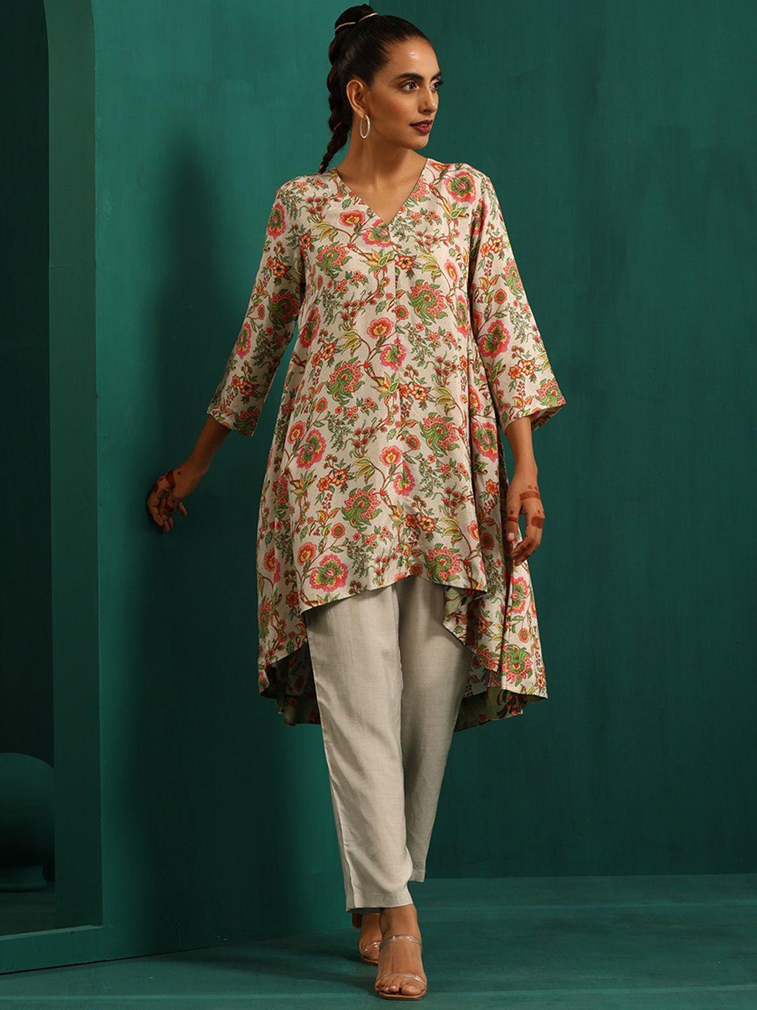 truebrowns floral printed top with trousers co-ords