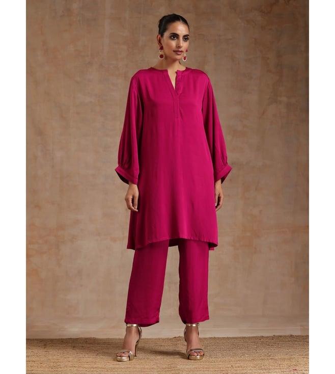 truebrowns pink tarang modal relax kurta with bottom