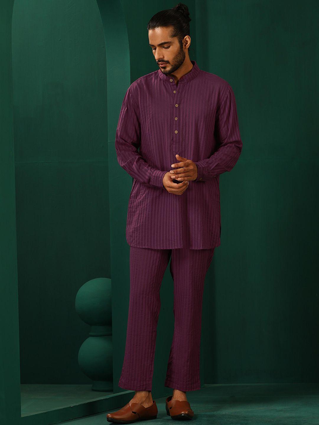 truebrowns striped regular pure cotton kurta with trousers