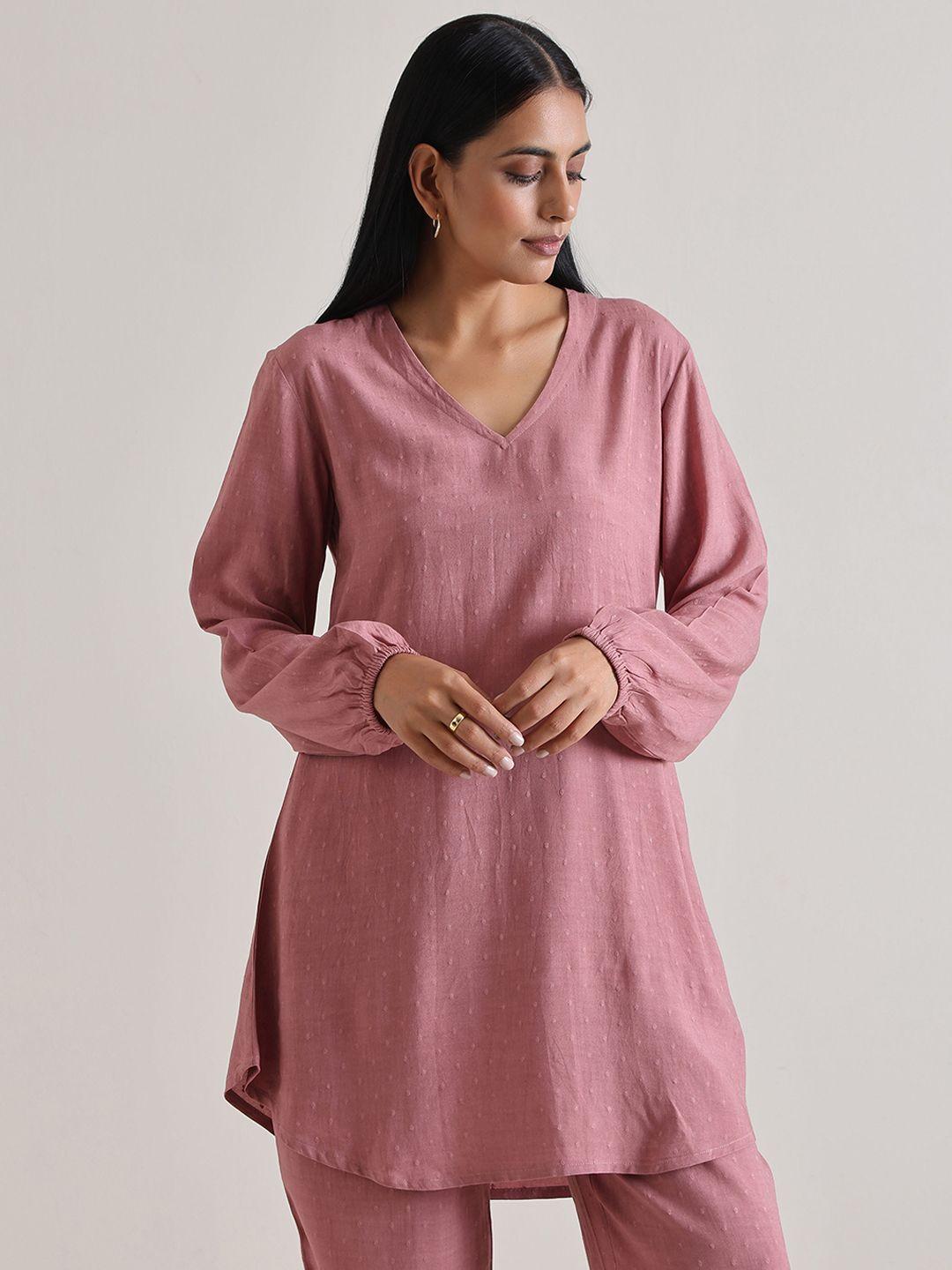 truebrowns v-neck tunic with trousers co-ords
