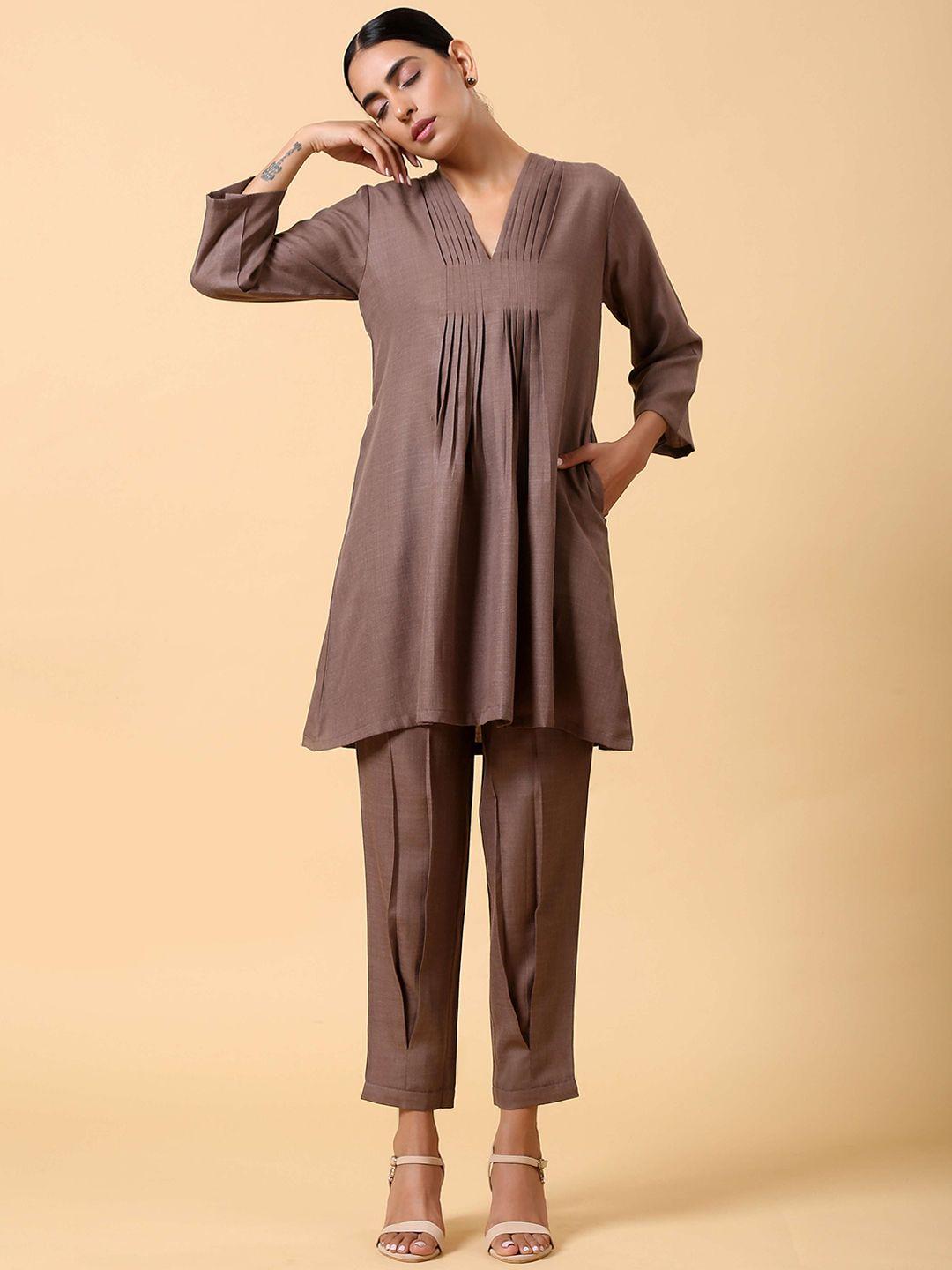 truebrowns women brown linen co-ords