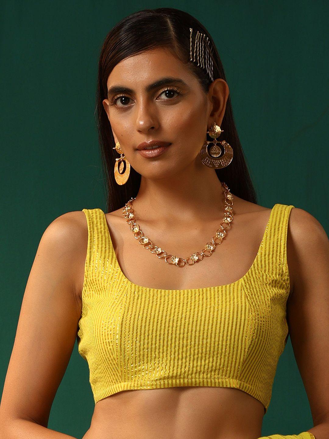 truebrowns zari-striped cotton saree blouse