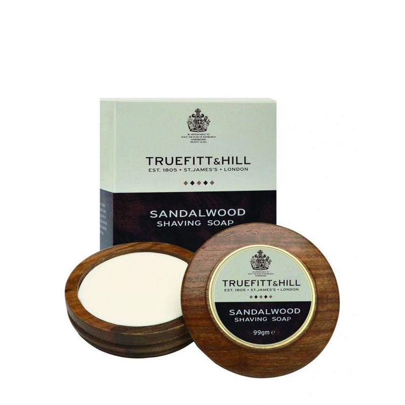 truefitt & hill sandalwood luxury shaving soap in wooden bowl