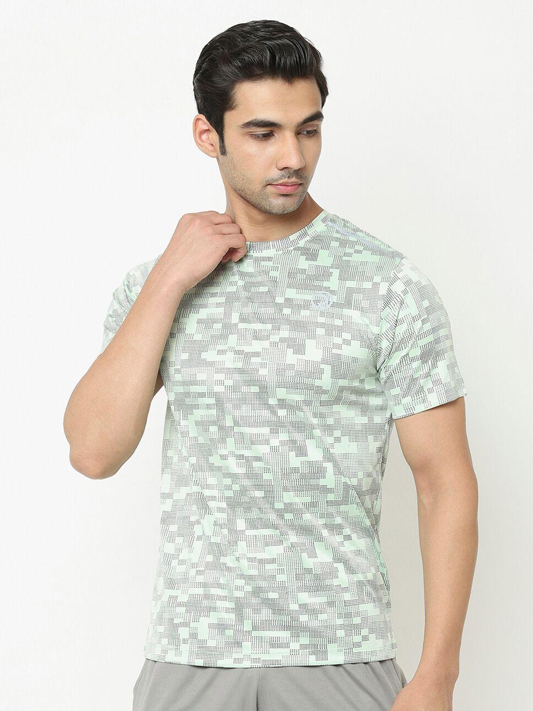 truerevo men green printed t-shirt