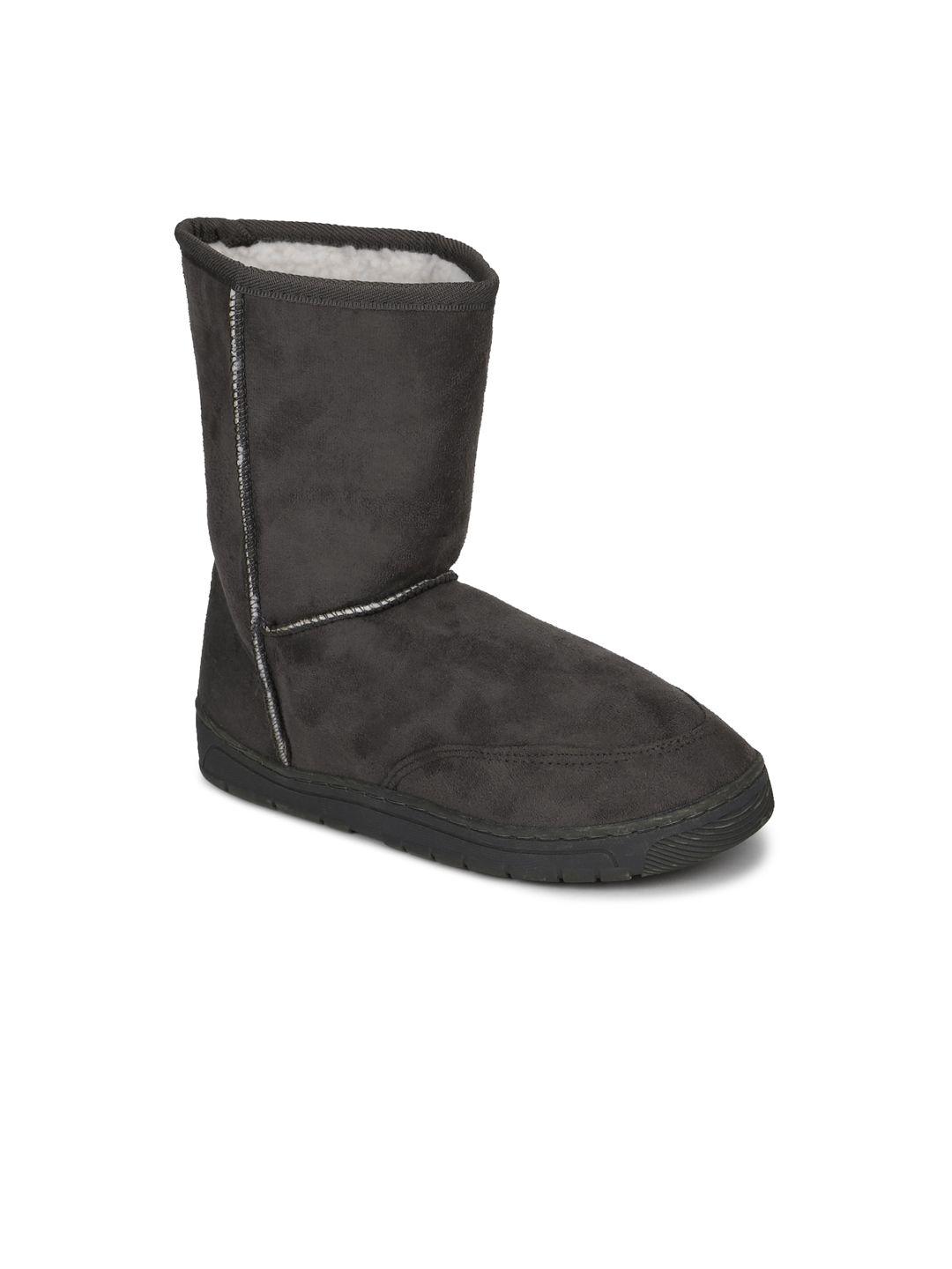 truffle collection charcoal suede flatform heeled boots
