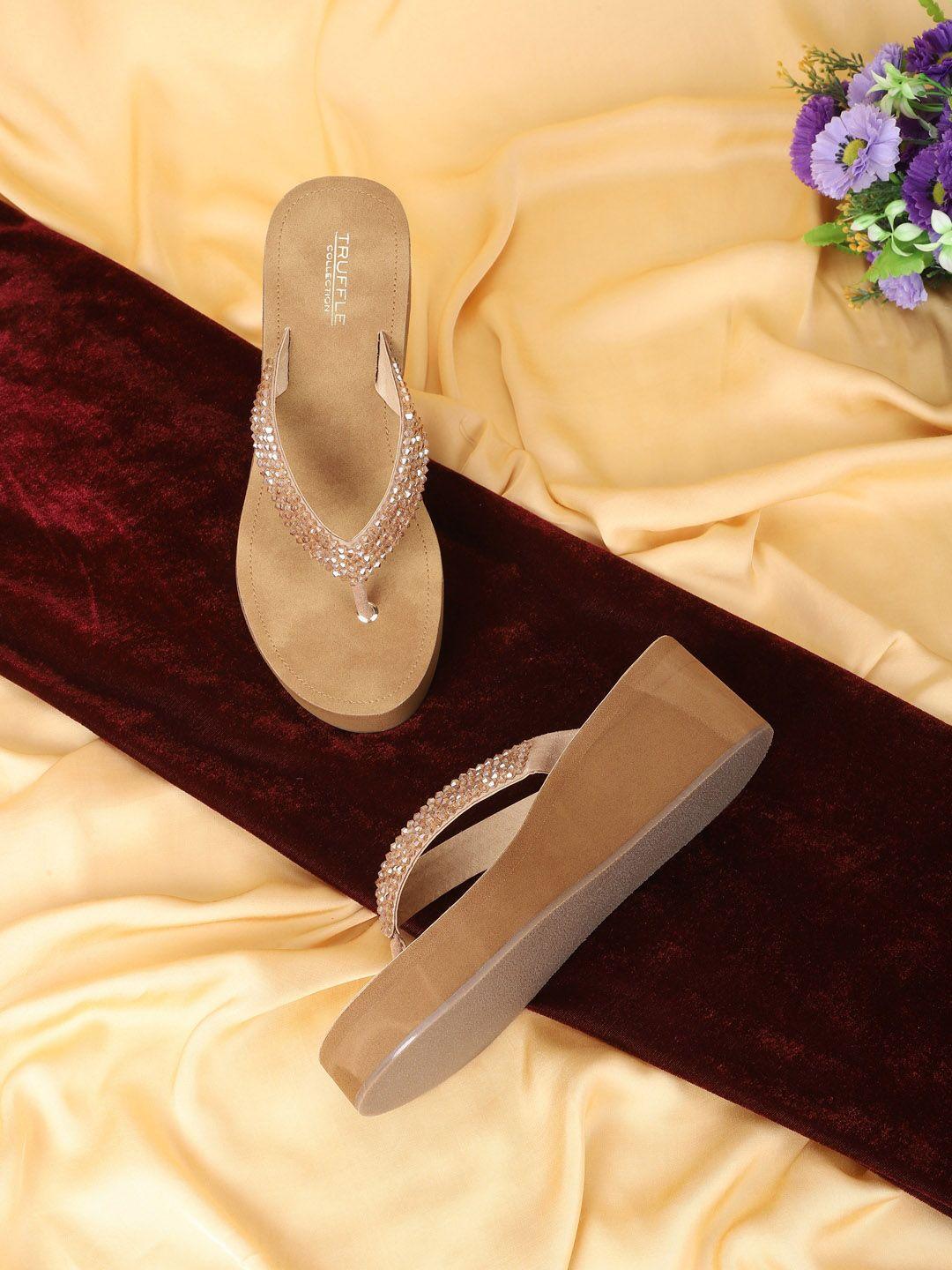 truffle collection embellished open toe wedge heels
