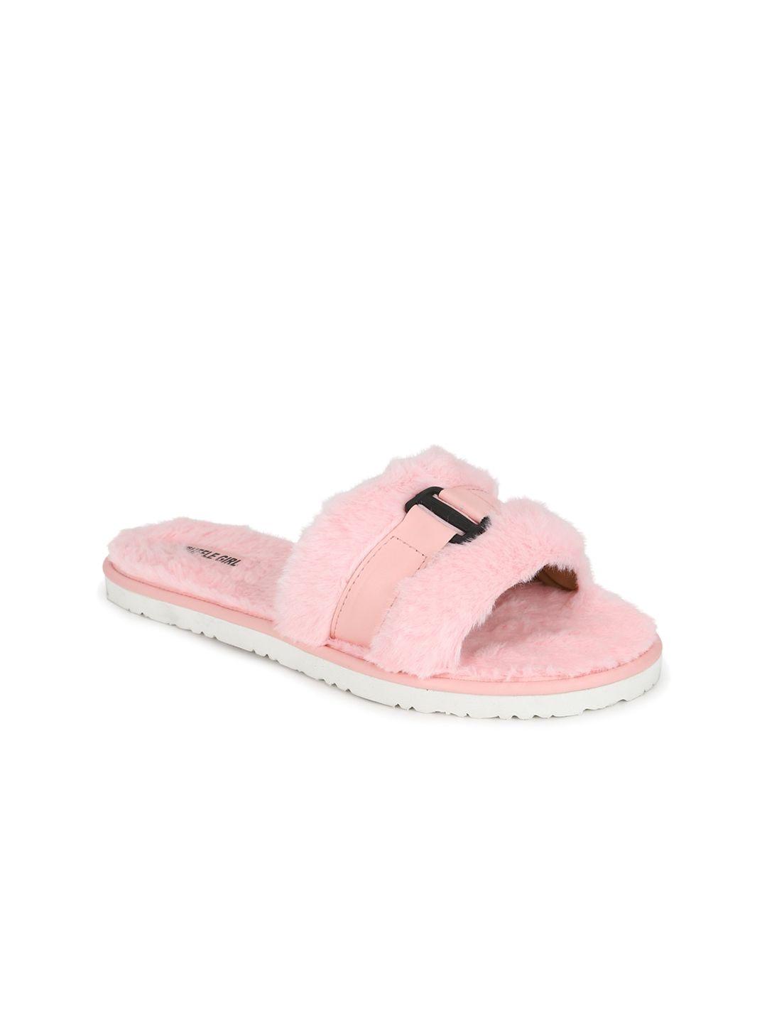 truffle collection women pink colourblocked open toe flats with buckles