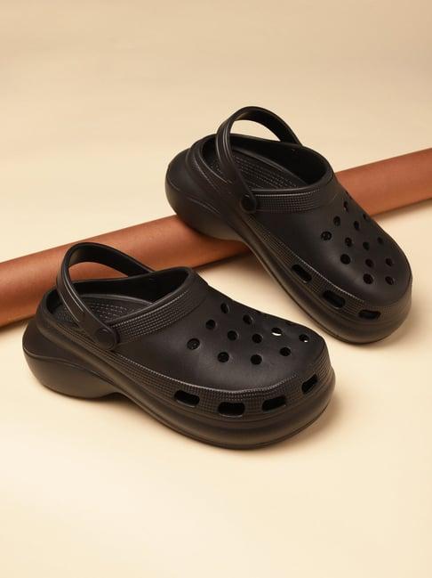 truffle collection women's black back strap clogs