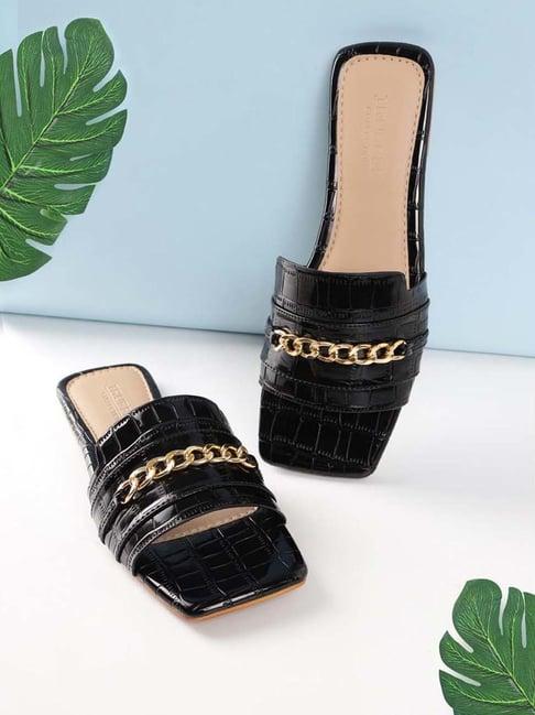truffle collection women's black casual sandals