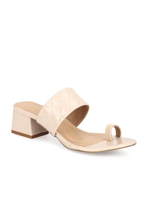 truffle collection women's cream toe ring sandals