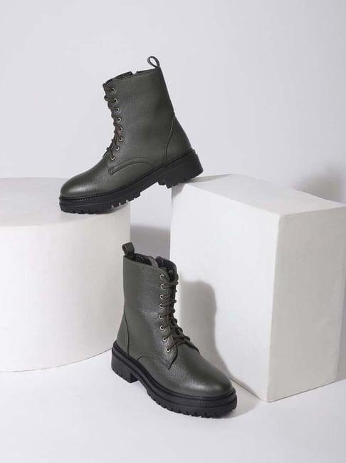 truffle collection women's green derby boots