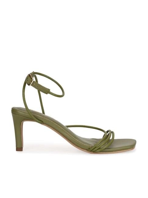 truffle collection women's olive green ankle strap stilettos