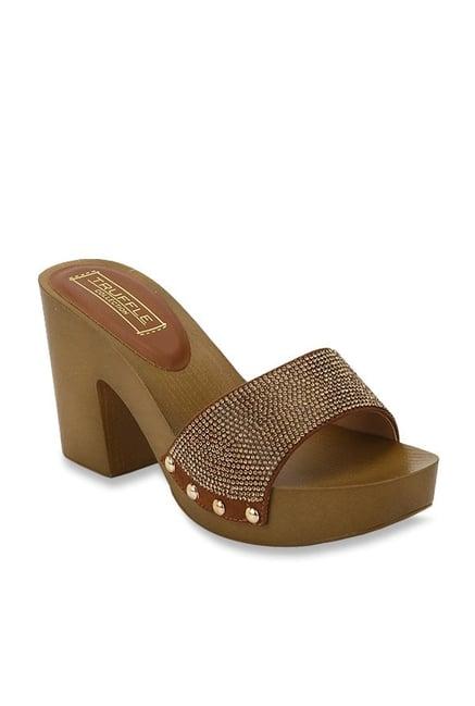 truffle collection brown & golden casual sandals