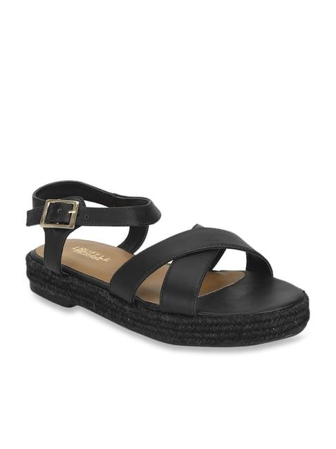 truffle collection women's black ankle strap sandals