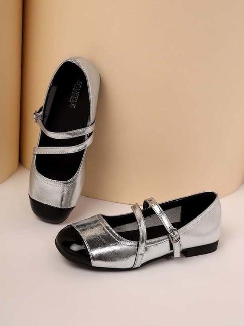 truffle collection women's silver mary jane shoes