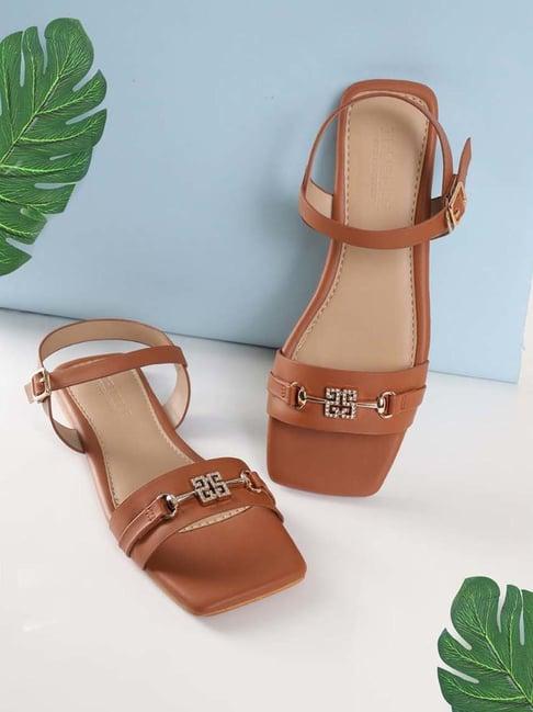 truffle collection women's tan ankle strap sandals