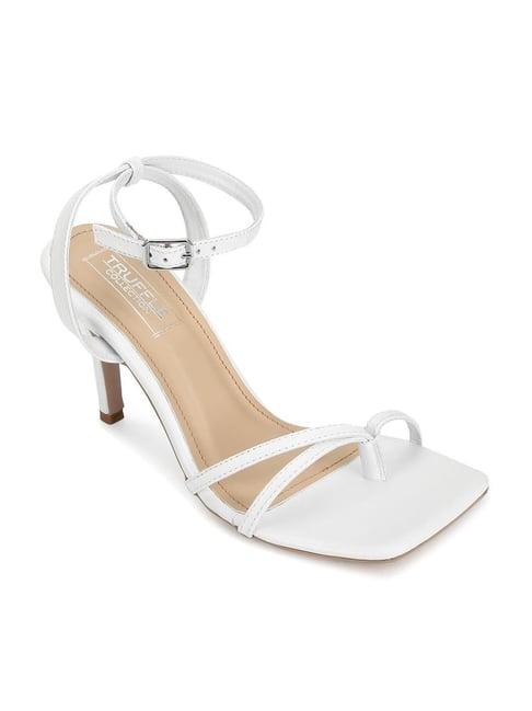 truffle collection women's white ankle strap stilettos