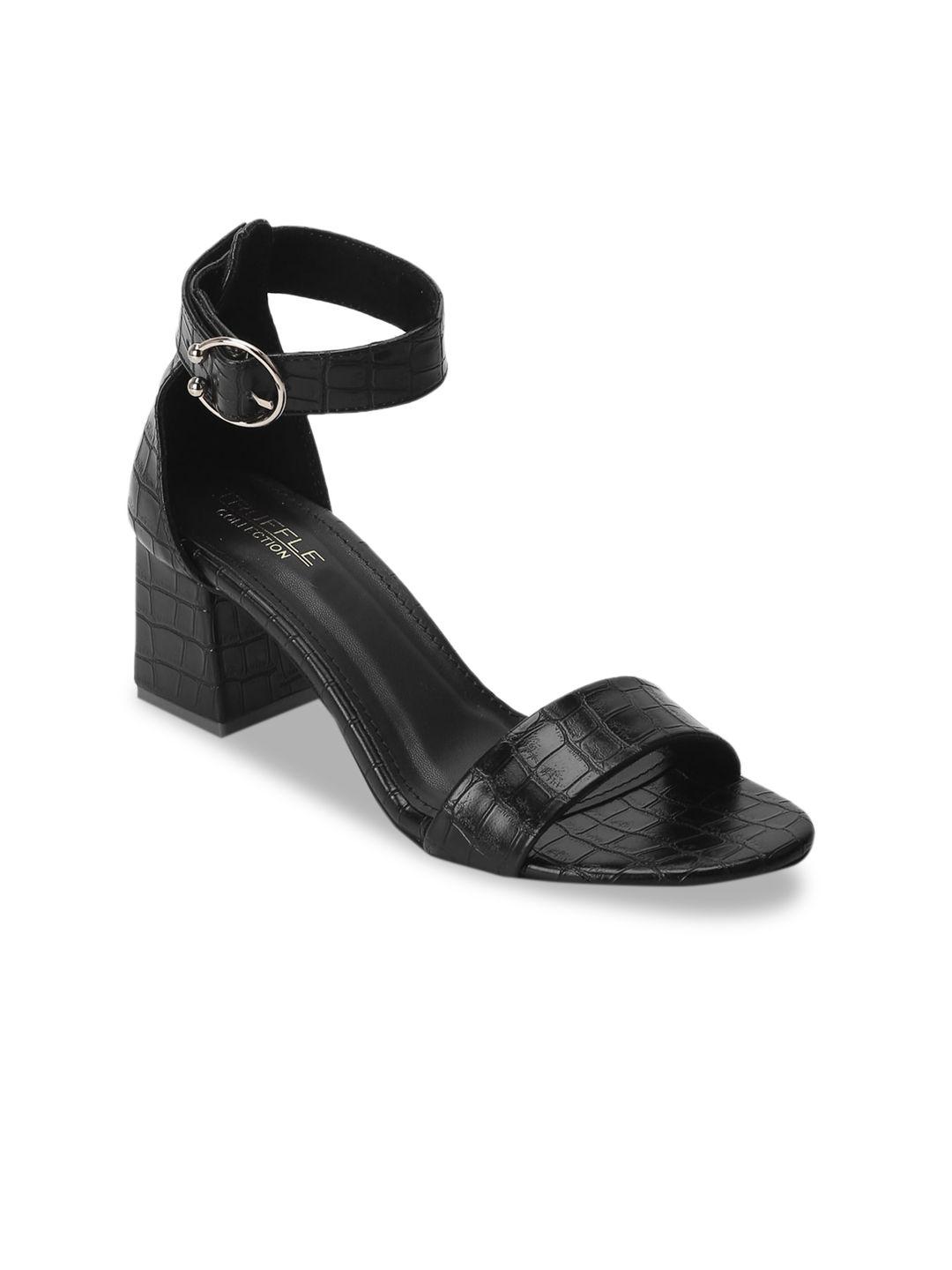 truffle collection women black solid block heels