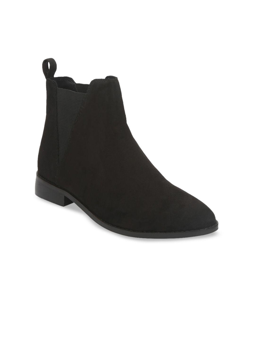 truffle collection women black solid heeled boots