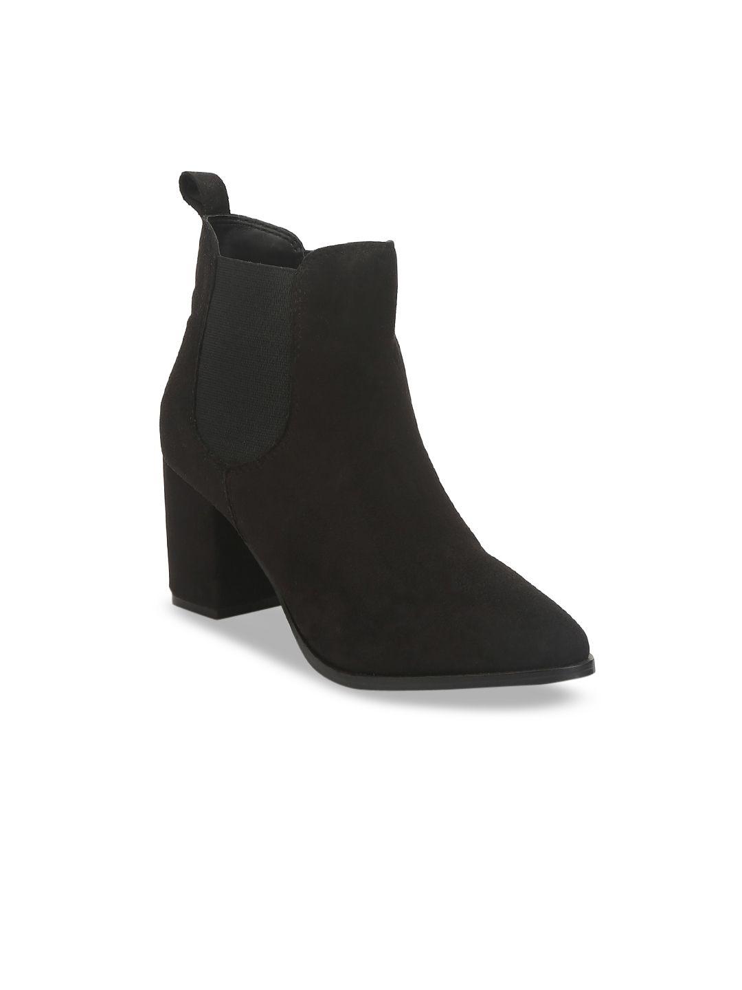 truffle collection women black solid suede heeled boots