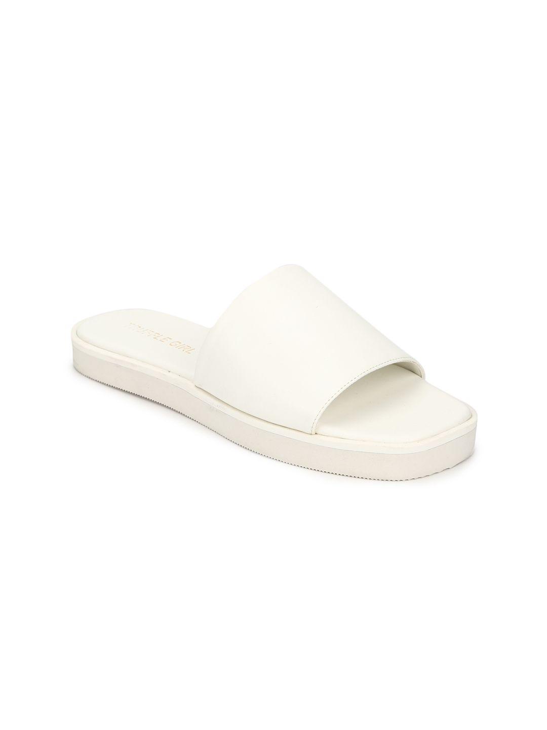 truffle collection women white solid pu mules