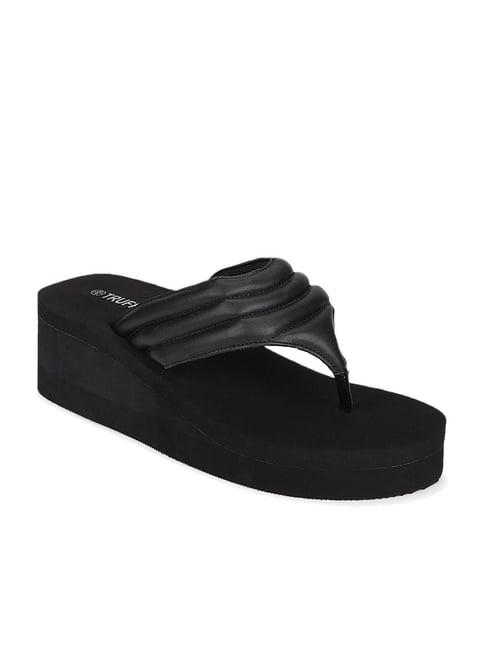 truffle girl by truffle collection women's black thong wedges