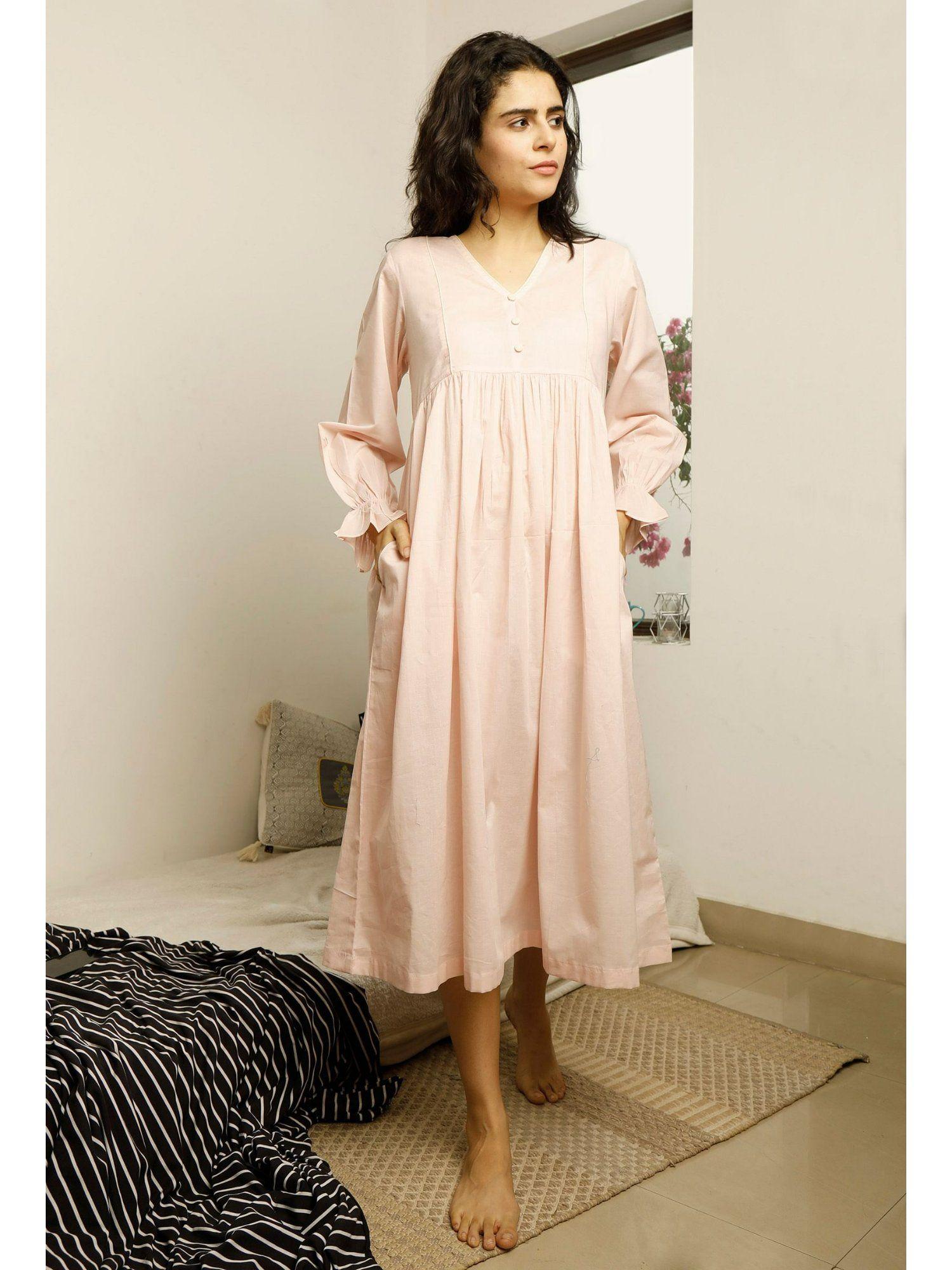 truly pink gathered midi dress