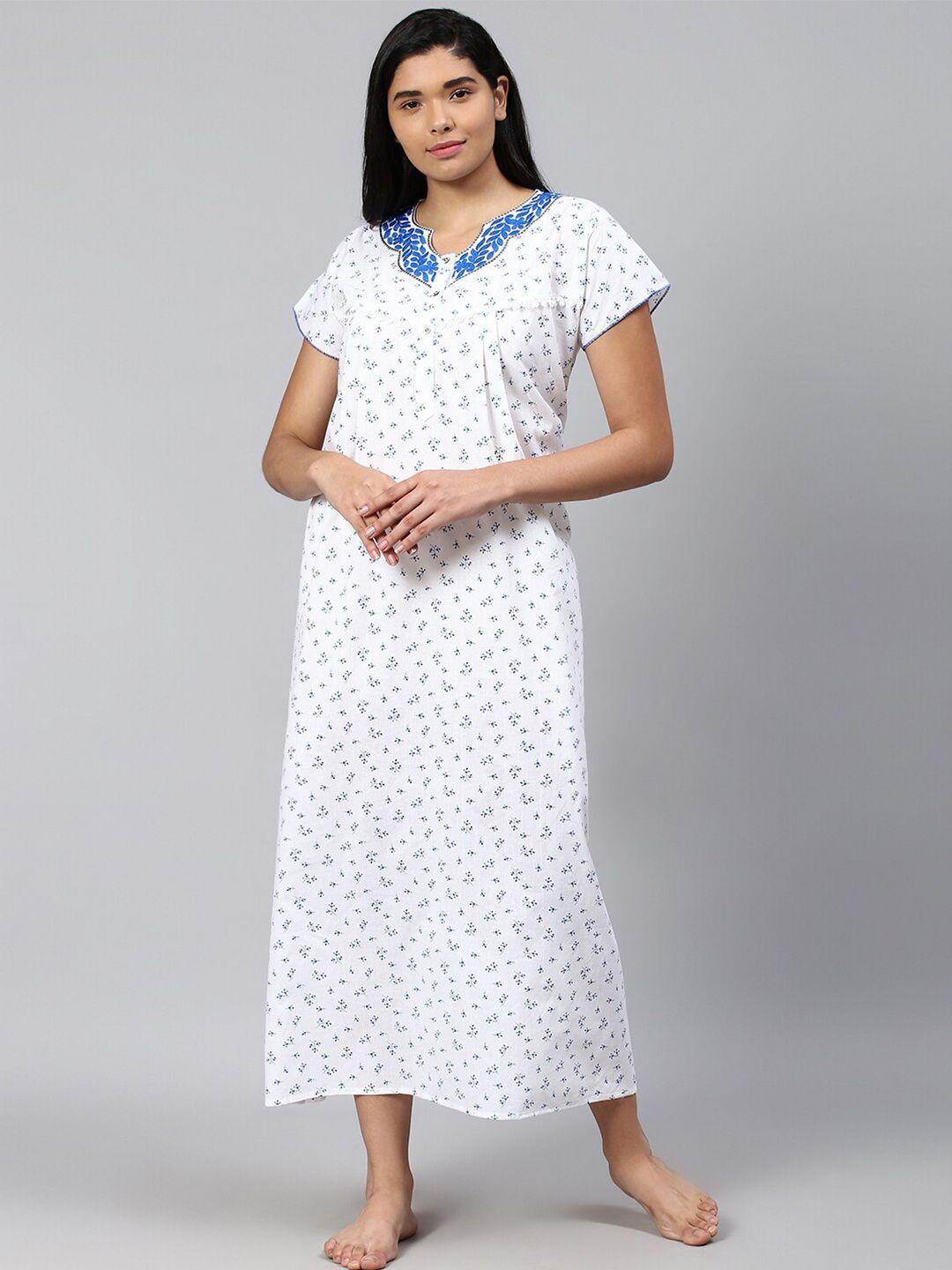 trundz white embroidered pure cotton maxi nightdress