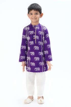 trunk tales boy's kurta with pant set - purple