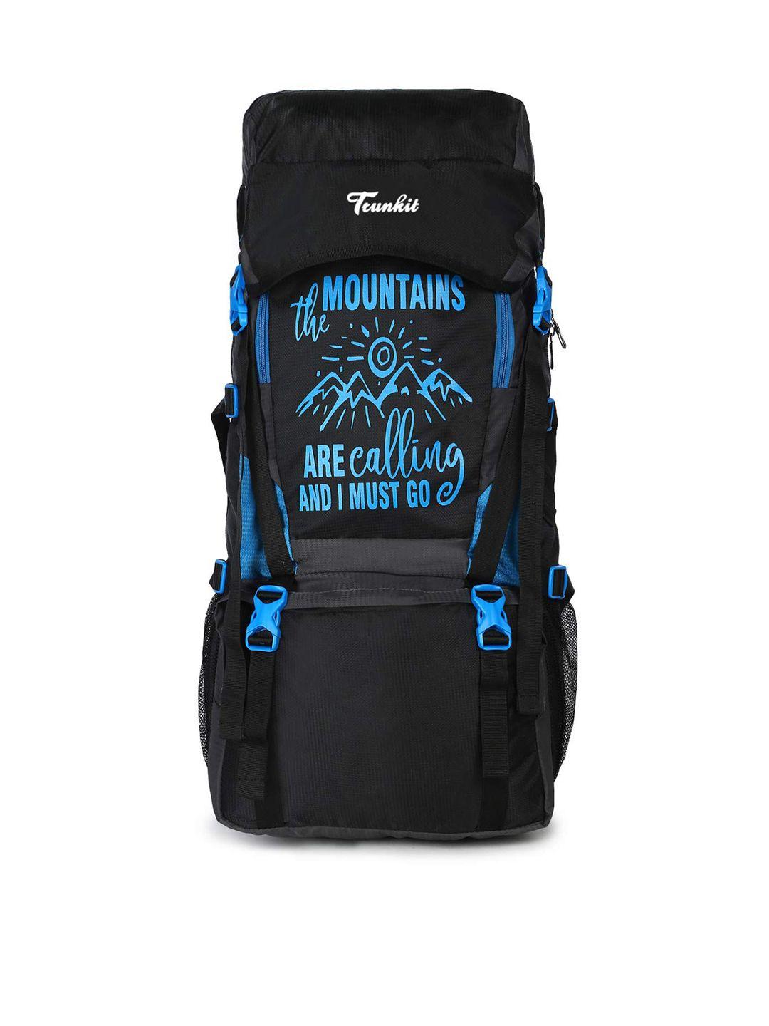 trunkit blue & black printed waterproof travelling trekking hiking camping bag backpack series mt calling rucksack