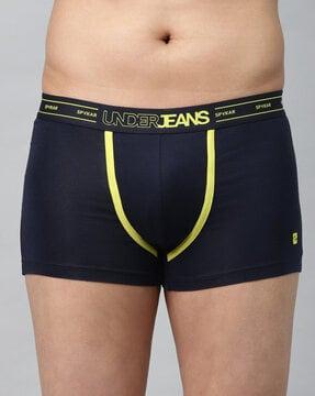 trunks with typographic print waistband