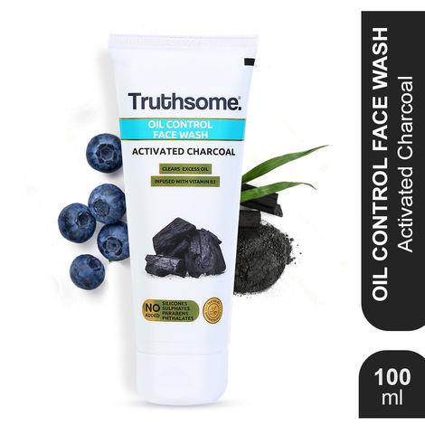 truthsome oil control face wash - for oily skin, no silicones, sulphates, parabens, phthalates - for men/women (100 ml), with activated charcoal & blueberry