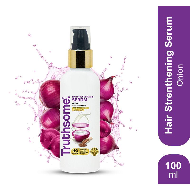 truthsome hair strengthening serum with onion & infused with the flaxseed oil