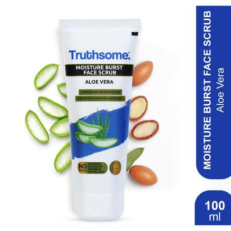 truthsome moisture burst face scrub with aloe vera & argan oil - for dry skin, no silicones, sulphates, parabens, phthalates - for men/women, moisturizing scrub (100 ml)