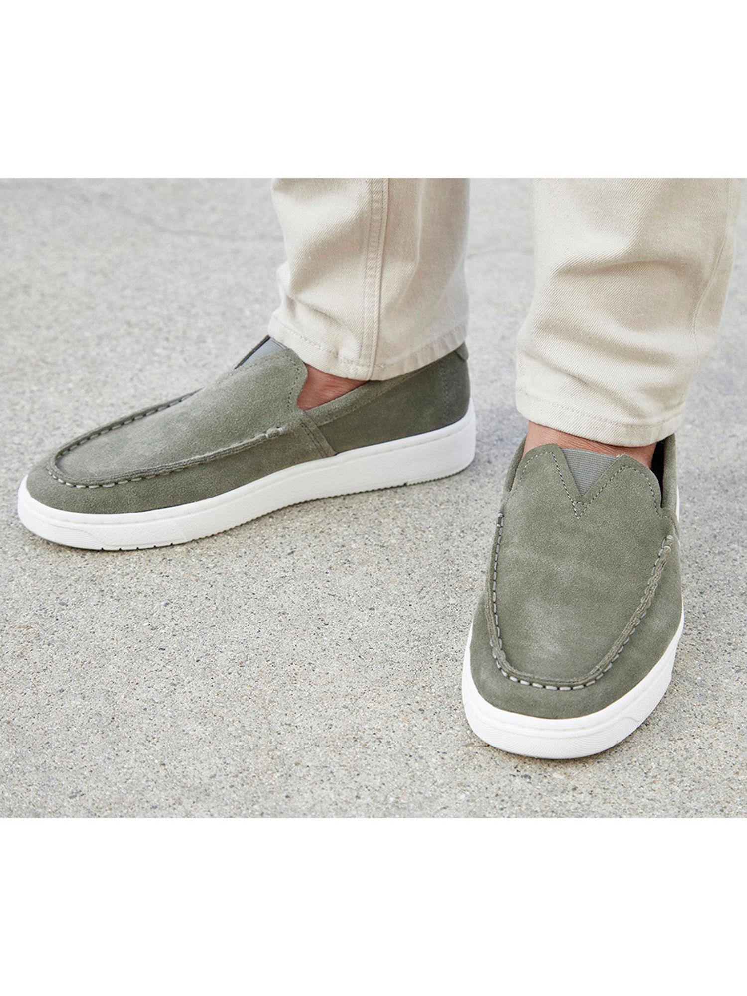 trvl lite suede leather grey loafers