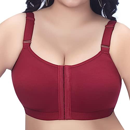 trylo women's cotton t-shirt bra front open-burgandy-36-c-cup, maroon