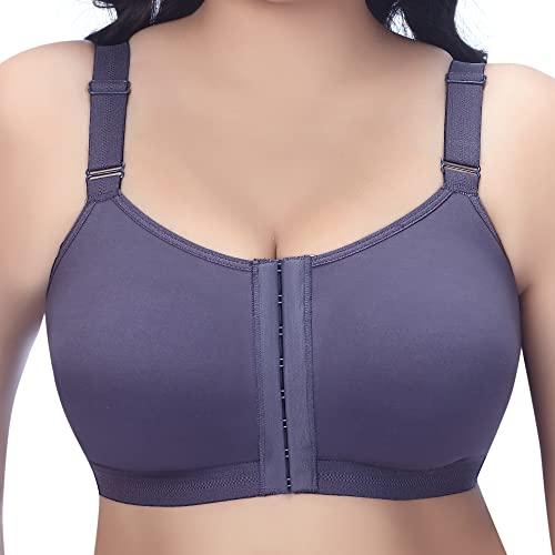 trylo women's cotton t-shirt bra front open-grey-36-c-cup