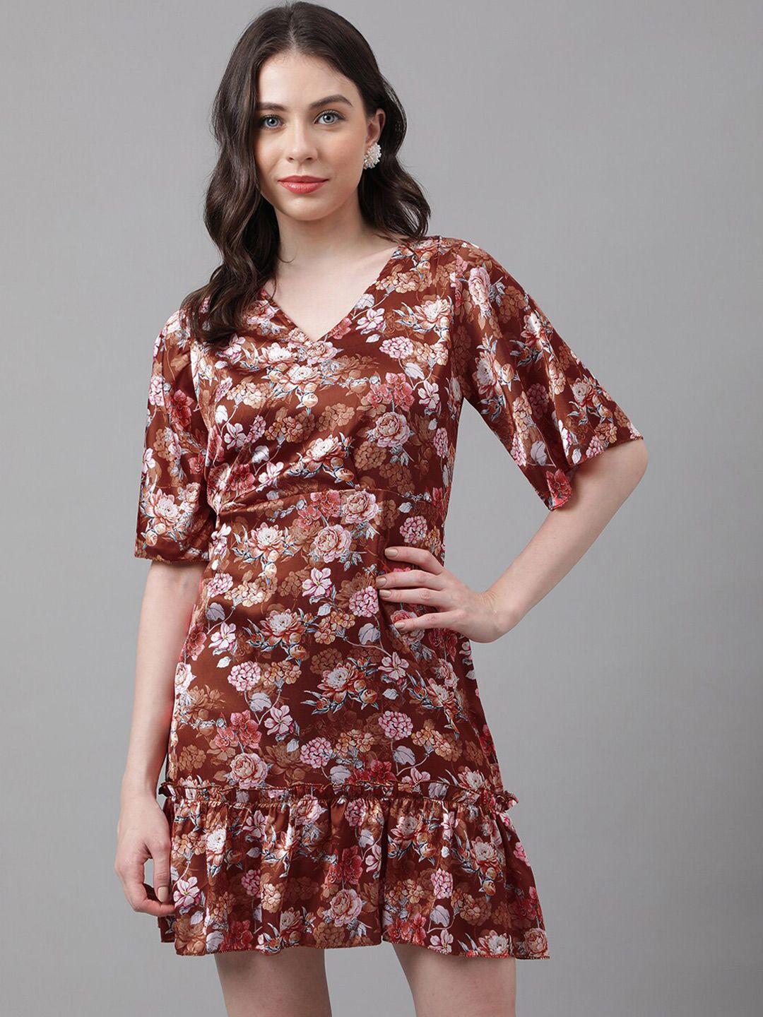 trymisfit floral printed flared sleeves cotton a-line dress