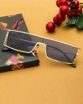 ts-21042-gld-blk uv-protected rectangular sunglasses