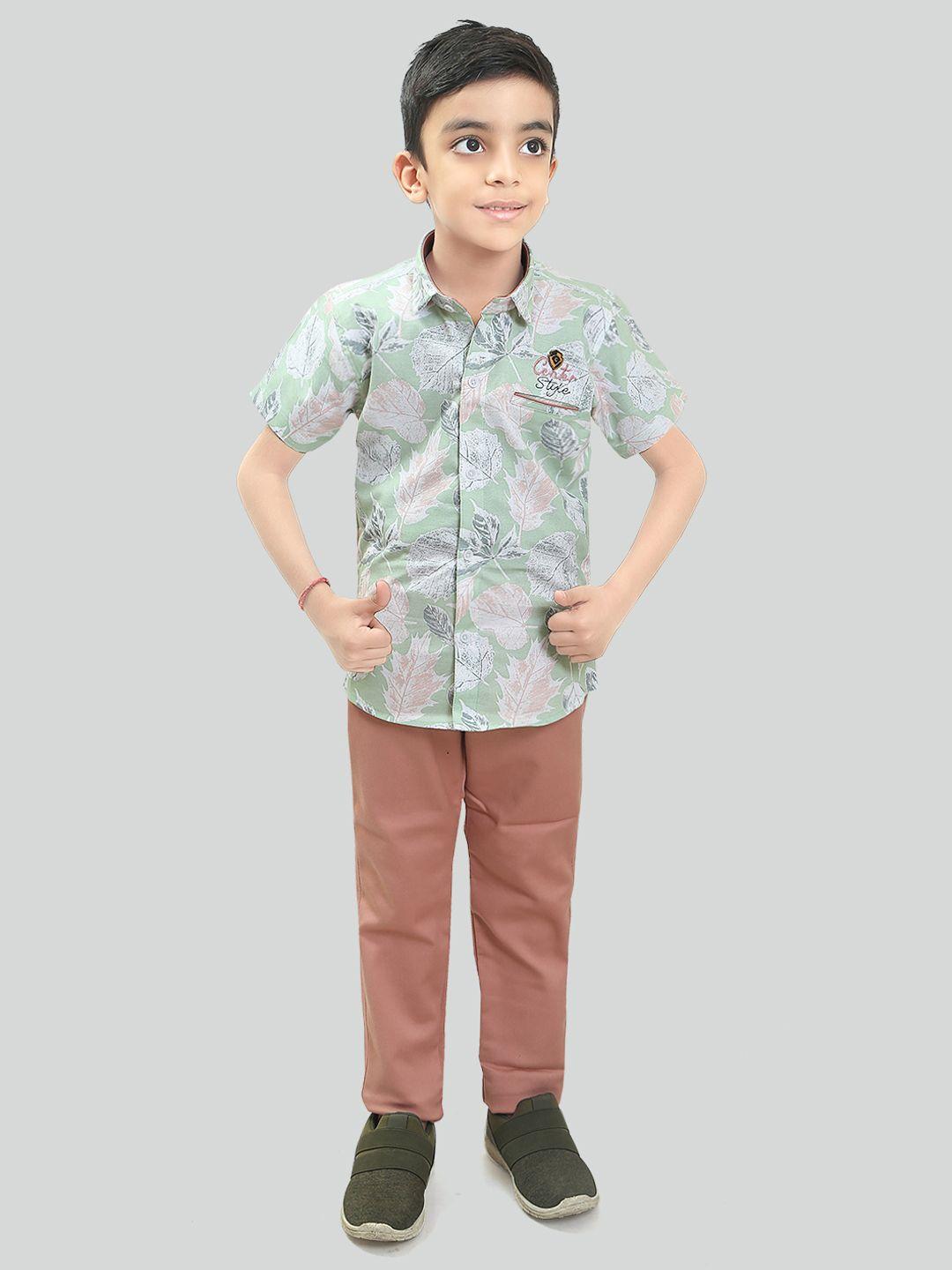 ts trends boys pure cotton printed shirt with trousers