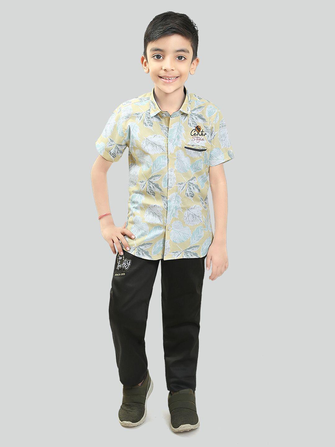 ts trends boys pure cotton printed shirt with trousers