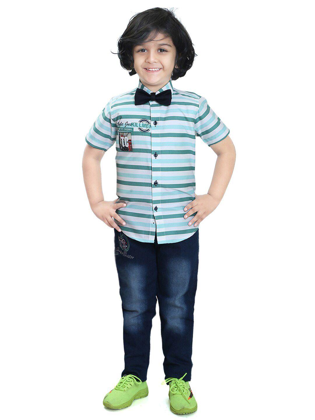 ts trends boys pure cotton striped shirt with trousers