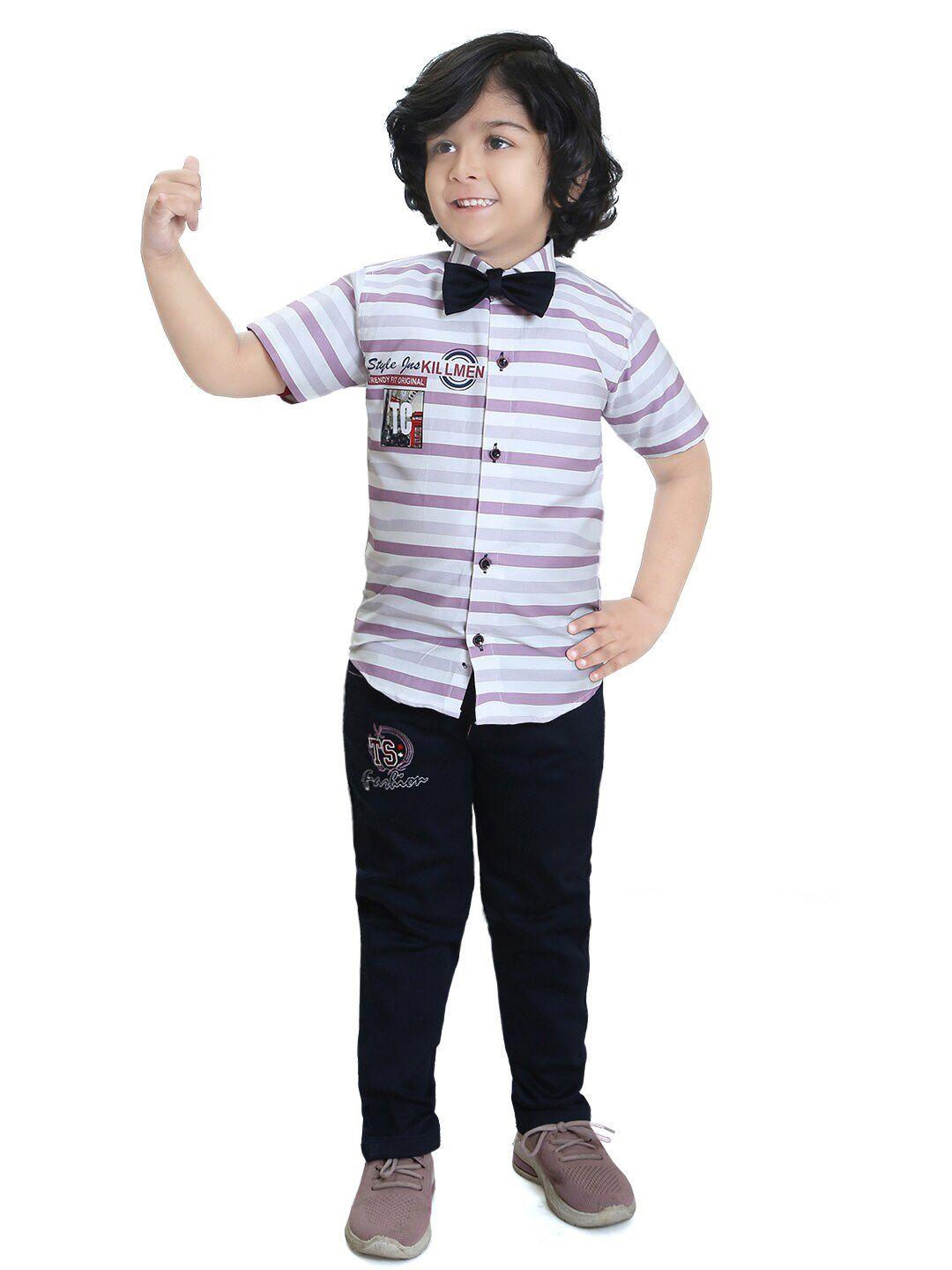 ts trends boys pure cotton striped shirt with trousers