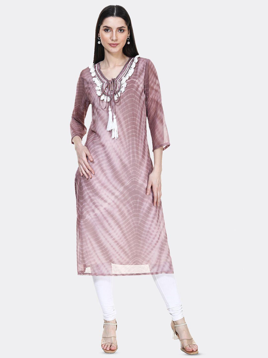 tsm dyed tie up neck kurta